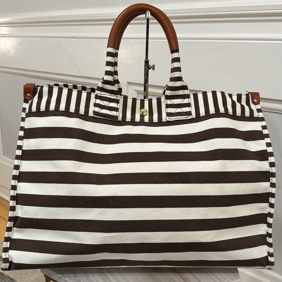 Henri Bendel Bag Large Canvas Striped Logo Tote Bag - Picture 6 of 17